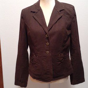 Christopher & Banks Brown Corduroy Type Button Women's Jacket - Size Small